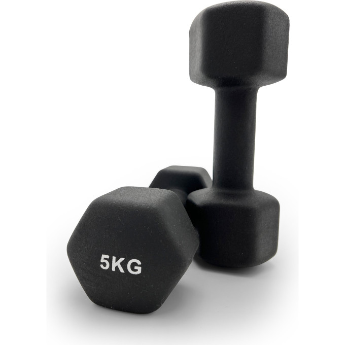 Гантель UNIX FIT неопреновая 5 кг Black, 2 шт. DBNEO5BKx2